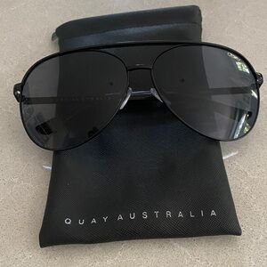 Quay Australia Sleek Black Aviator Sunglasses